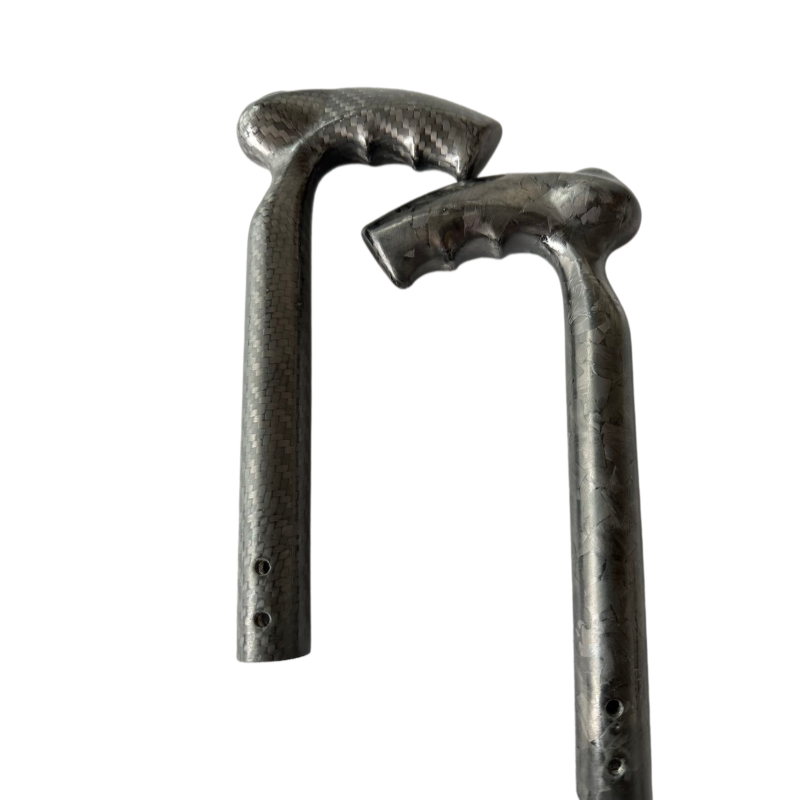 FH21-04 Carbon Fiber Wheelchair Push Handle Grip Adjustable Height 3K Twill Forged 22mm Pipe Diameter