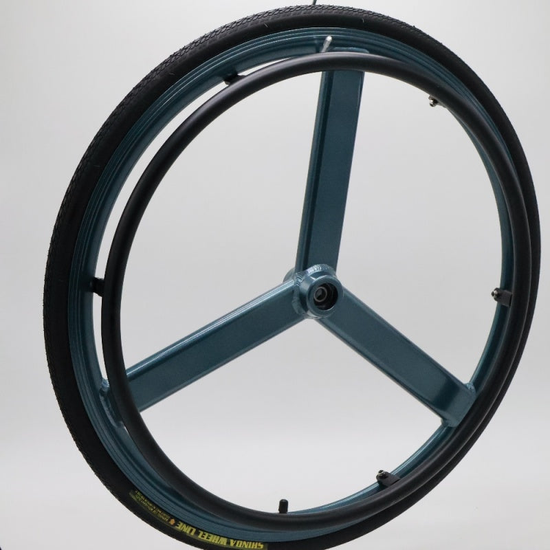 MN20-R5 Manual Wheelchair Rear Wheel 3 Spokes Aluminum 24 Inch Black 1 Year Warranty